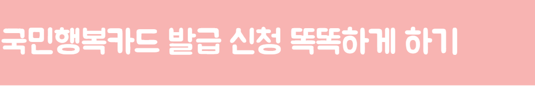 국민행복카드 발급 똑똑하게 하기