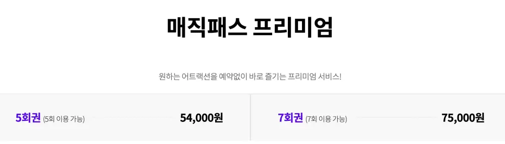 매직패스 프리미엄 가격