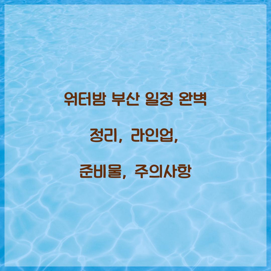 워터밤 부산 일정