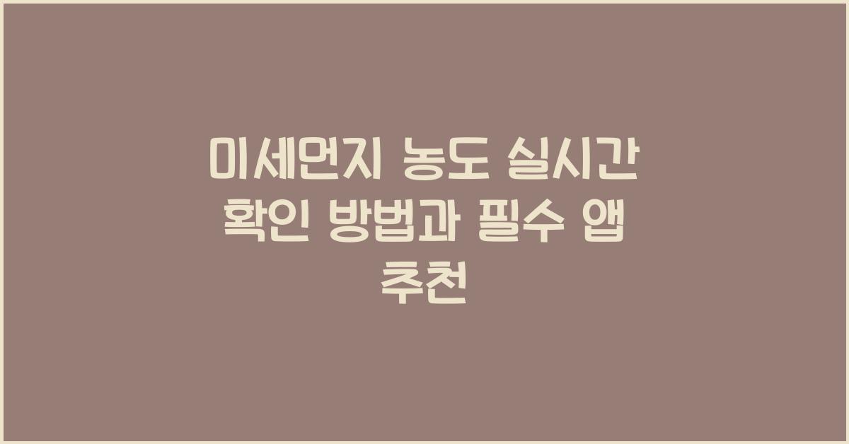 미세먼지 농도 실시간 확인 방법