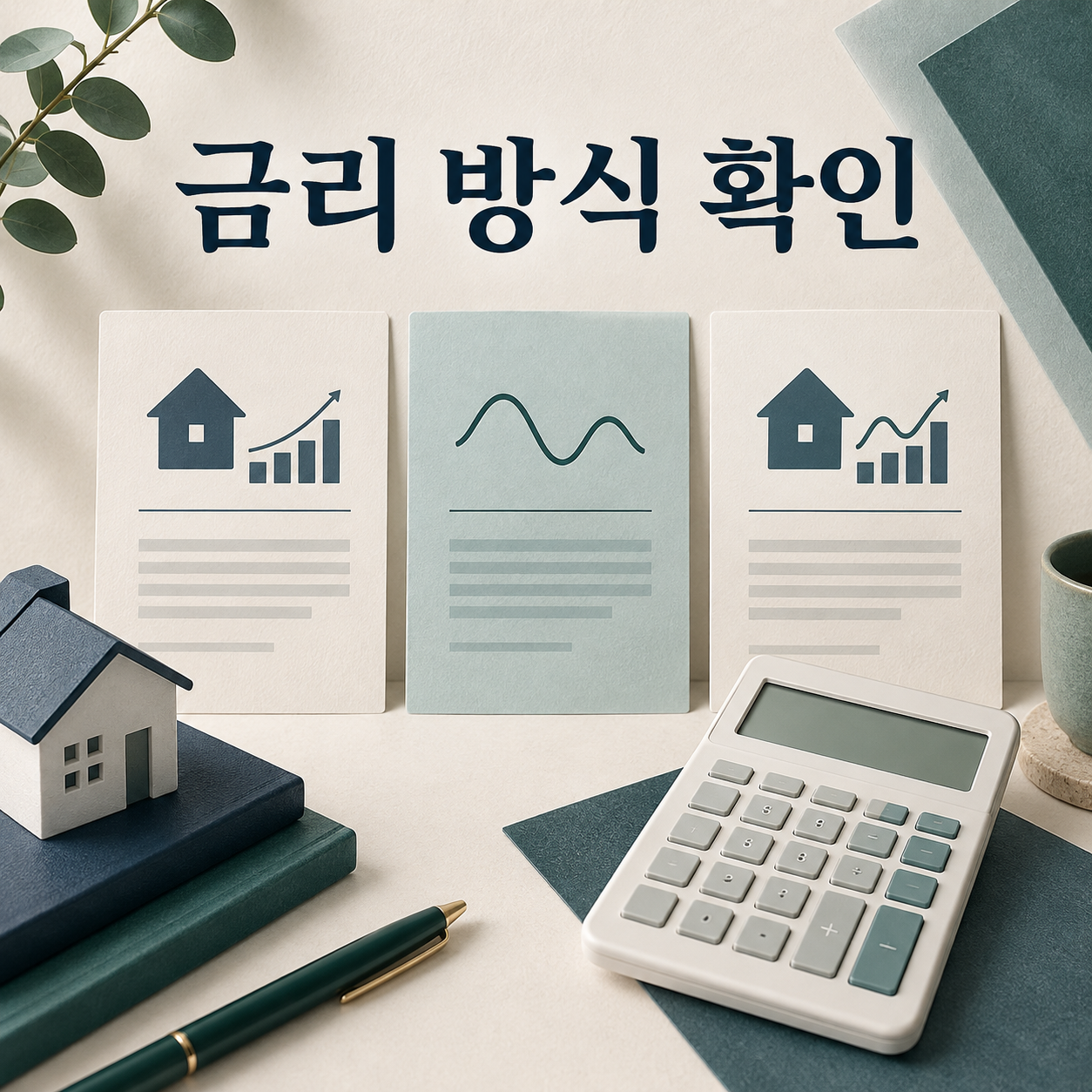 금리 방식을 확인하는 달력과 문서