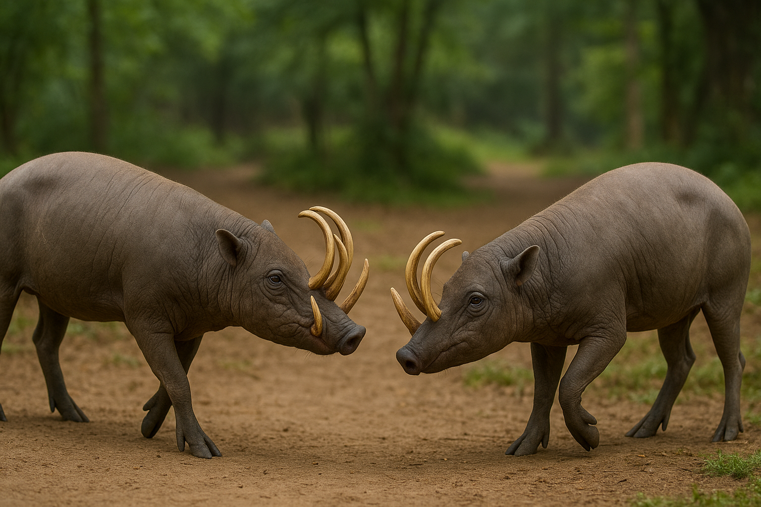 두 마리의 바비루사가 서로 인사하듯이 마주보고 있는 모습