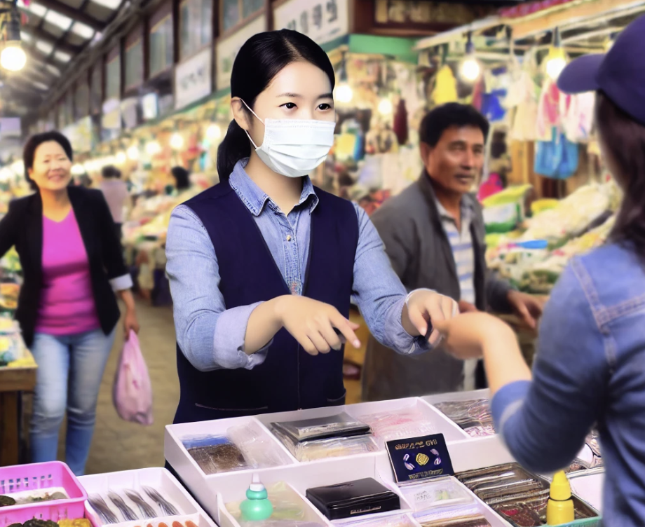 H-2 비자로 한국 전통 시장에서 일하는 외국인 근로자