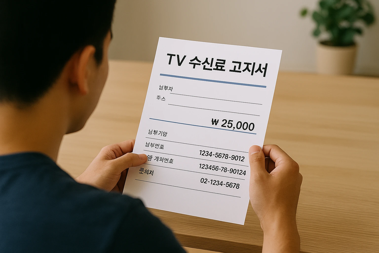 TV수신료-통합-징수-블로그-글-남자가-TV-수신료-고지서를-바라보는-뒷모습