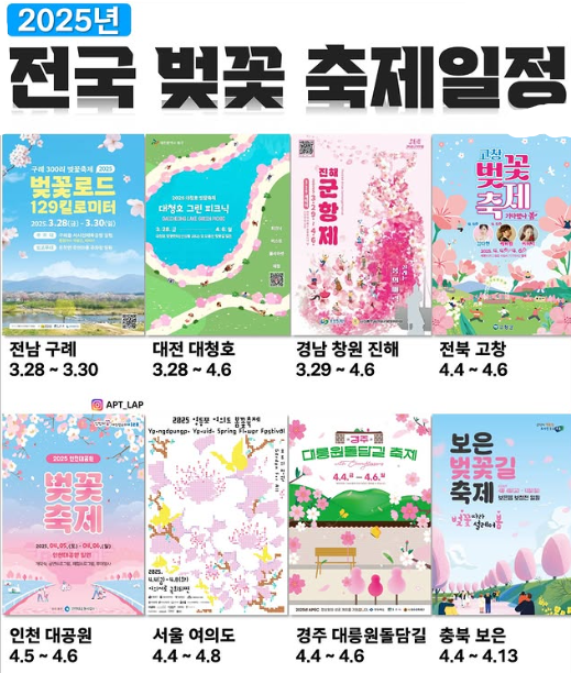 2025년 전국 벚꽃 축제 일정
