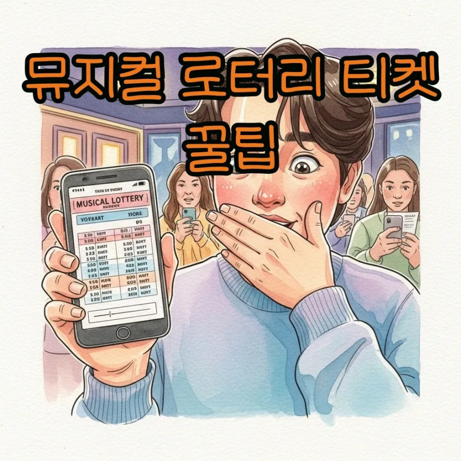 스마트폰으로 뮤지컬 로터리 결과 확인하는 모습