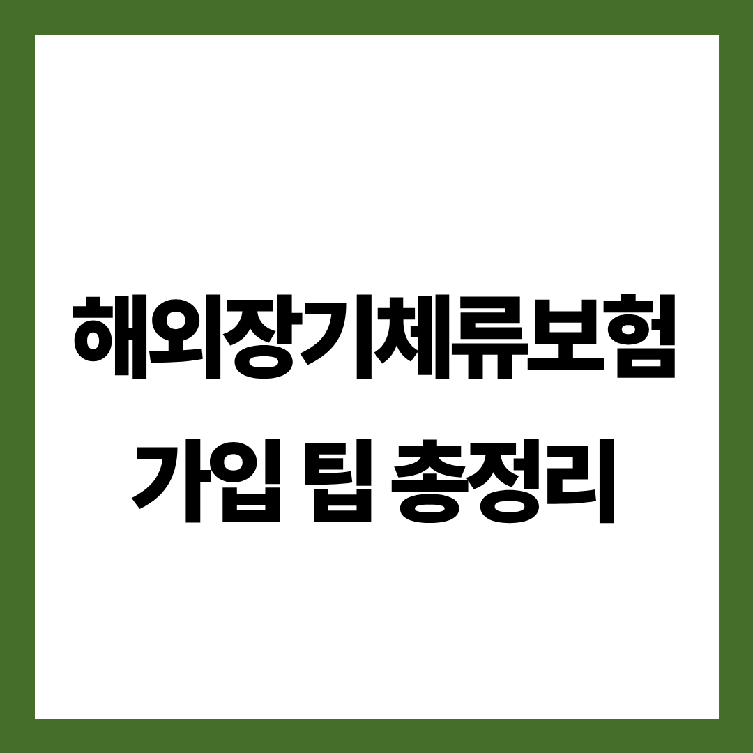 해외장기체류보험 가입 팁 총정리