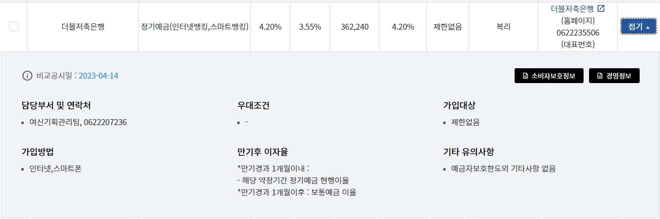 이자 높은 예금 적금