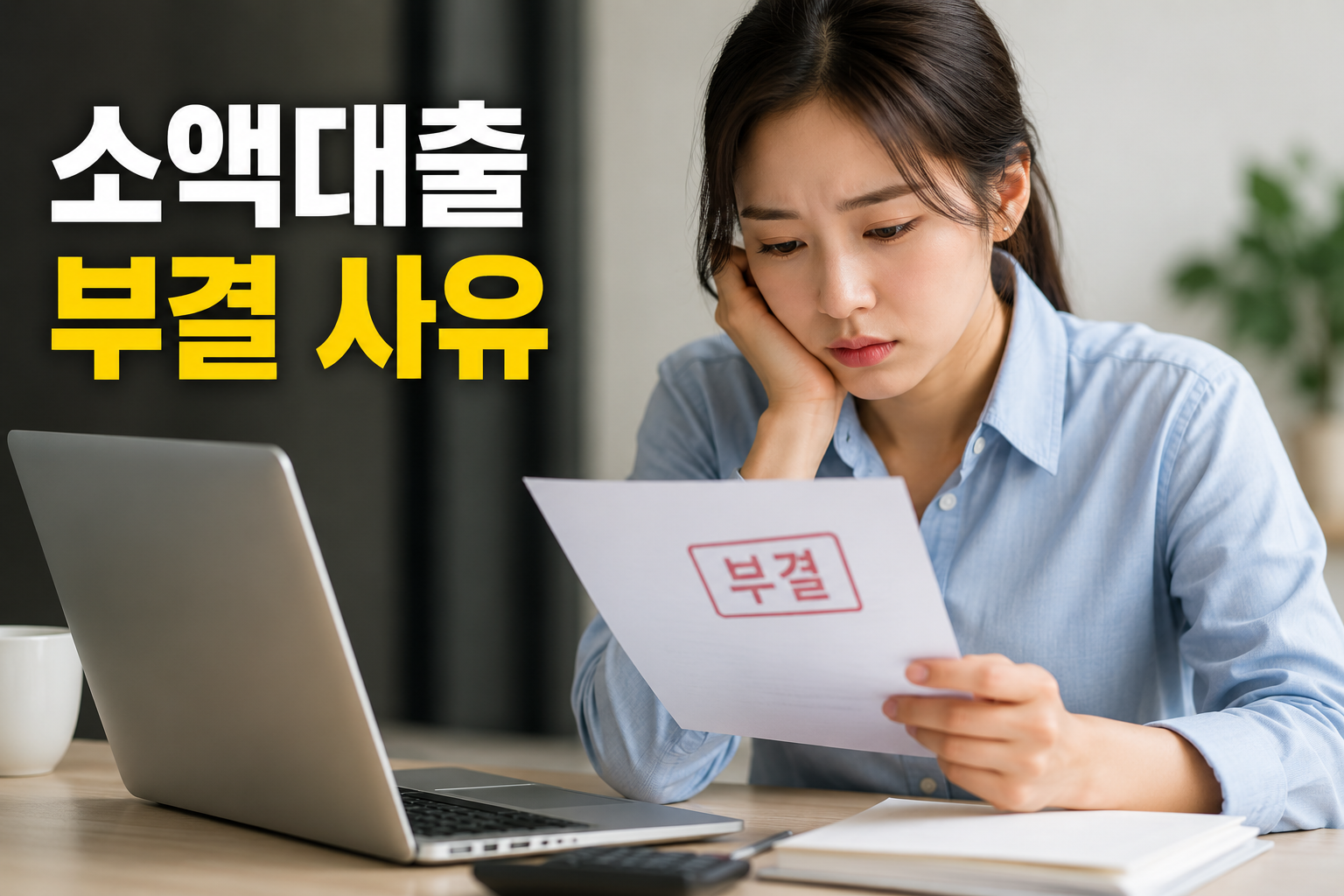 소액대출 부결 사유와 고민하는 여성