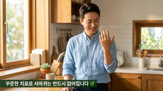 사마귀 치료 완료 후 깨끗한 피부 회복 희망적 이미지