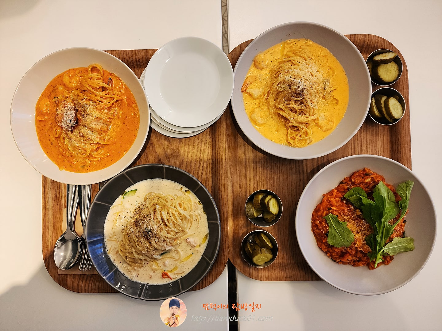 새우로제, 투움바파스타, 버섯크림리조또, 매콤명란크림파스타