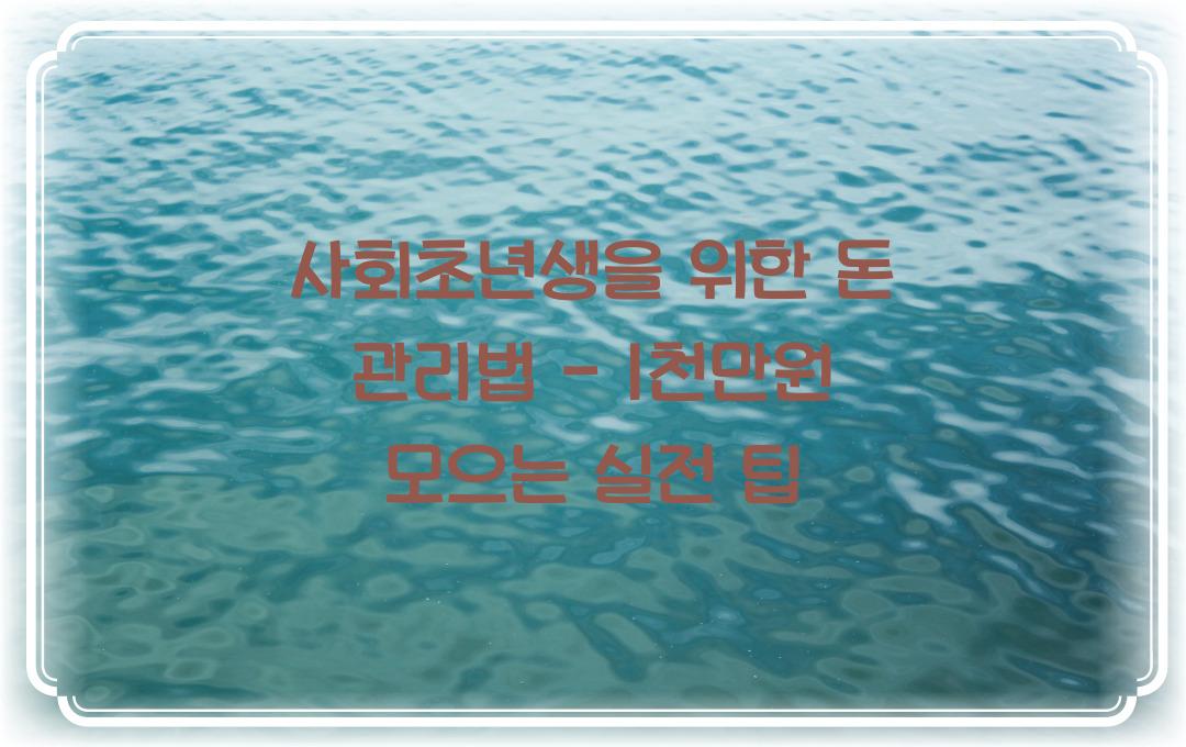 사회초년생을 위한 돈 관리법 - 종잣돈 1년 만에 1천만원 모으기
