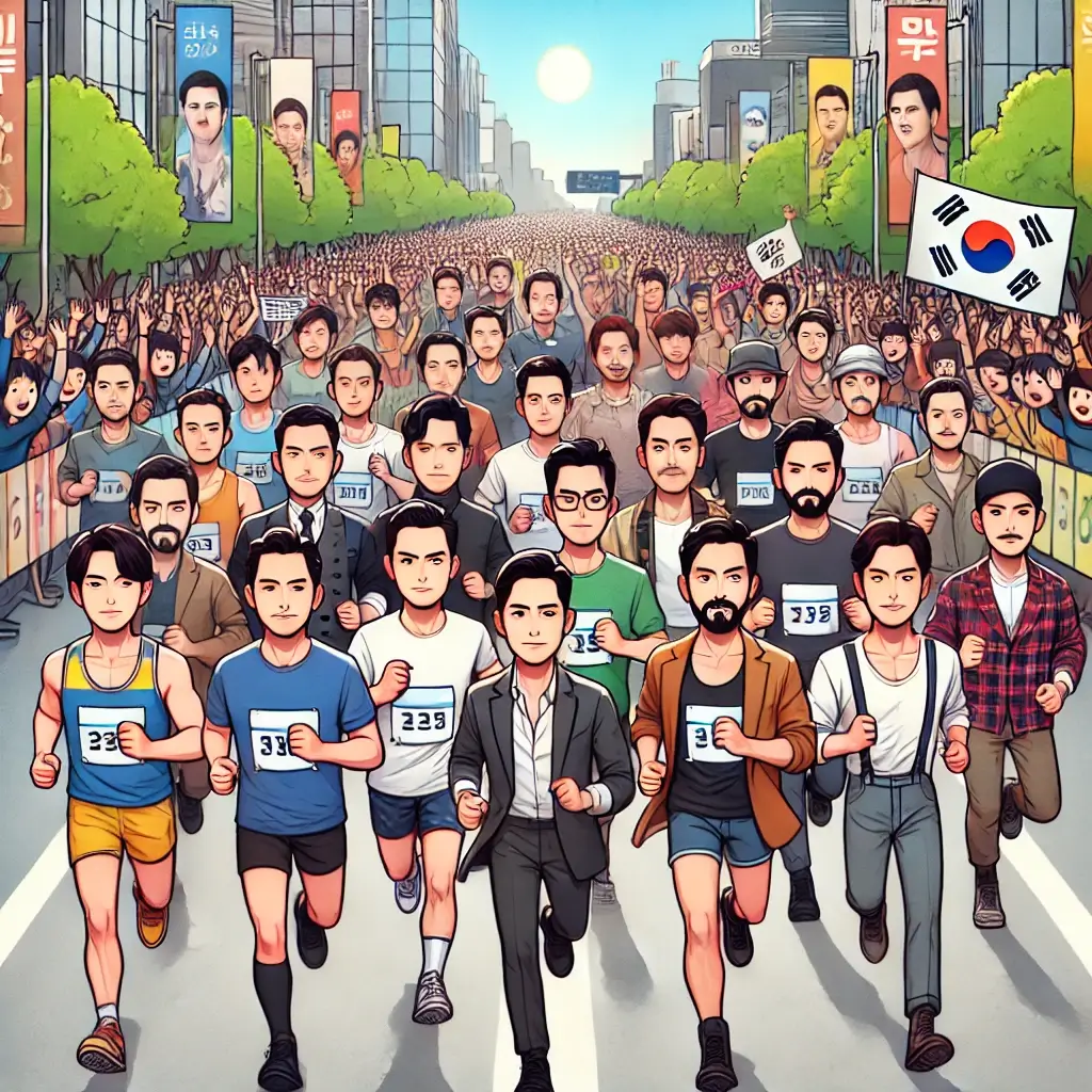 무한도전 멤버들이 마라톤하는 사진