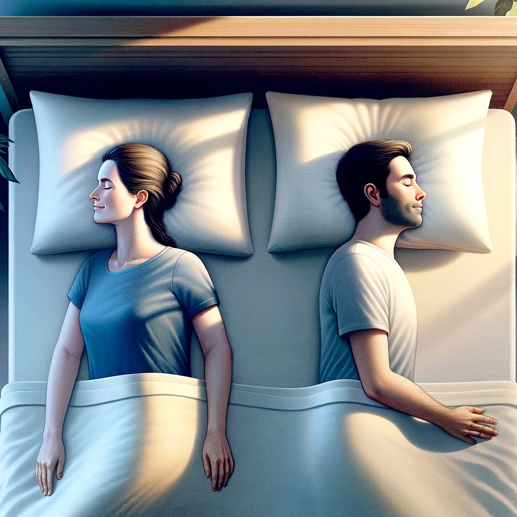 옆으로 누워 자는 사람