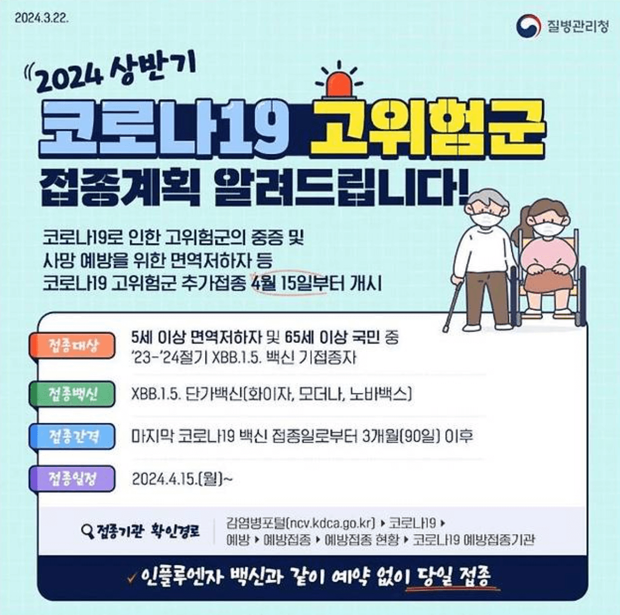 코로나19 고위험군 추가 예방 접종 대상 예약 방법