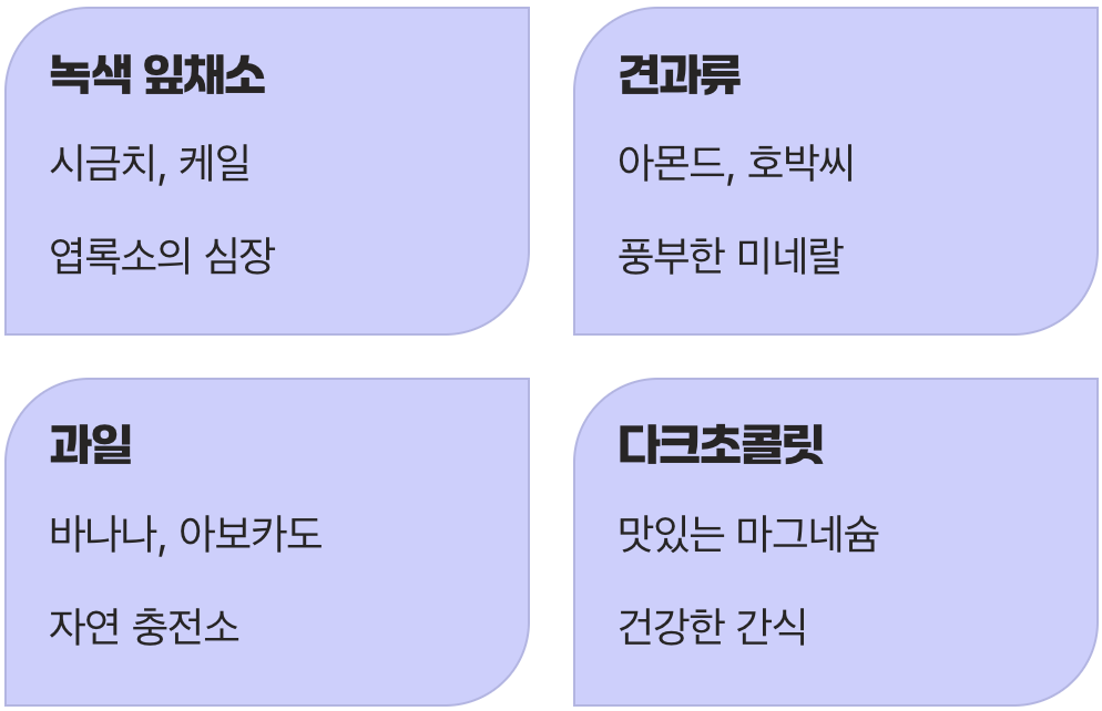 식탁 위 천연 마그네슘 충전소