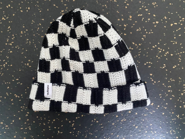 마하그리드 체커보드 니트 비니 CHECKERBOARD BEANIE WHITE/BLACK(MG2EFMAB37A)