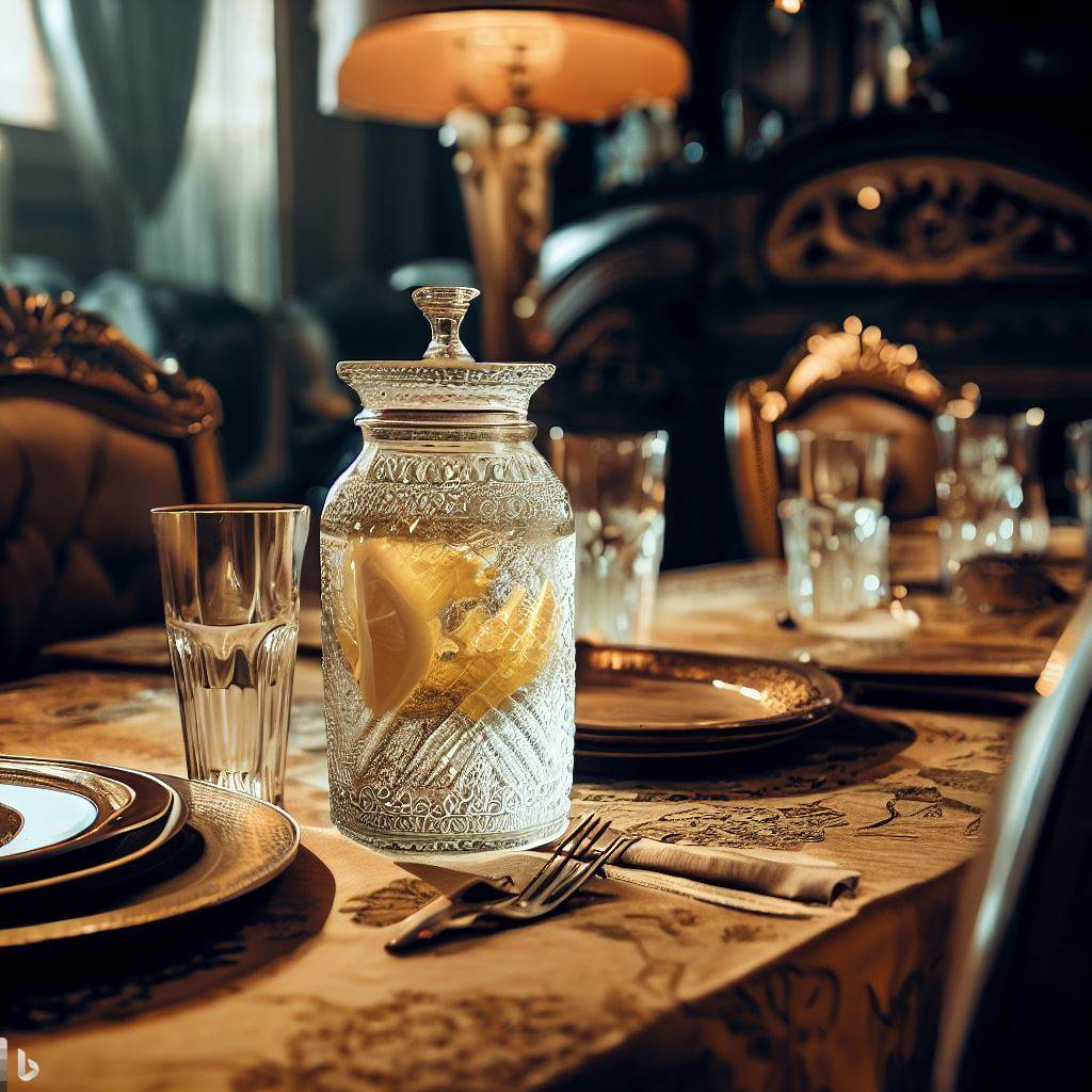 레몬물이 담긴 유리병