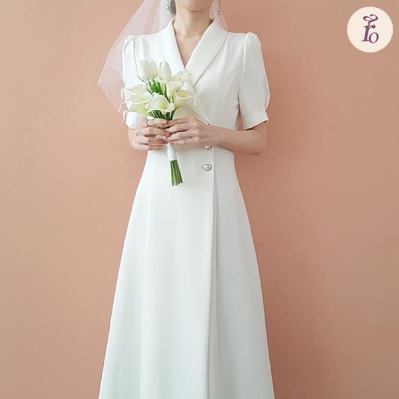 도브 진주 숄카라 셀프웨딩 드레스 이브닝 피로연 2부 브라이덜샤워 파티 돌잔치 스몰웨딩 예복 리마인드웨딩 원피스