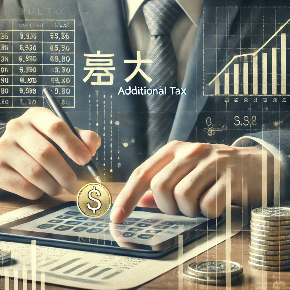 산세 문제를 검토하며 태블릿으로 세금 서류를 확인하는 상황