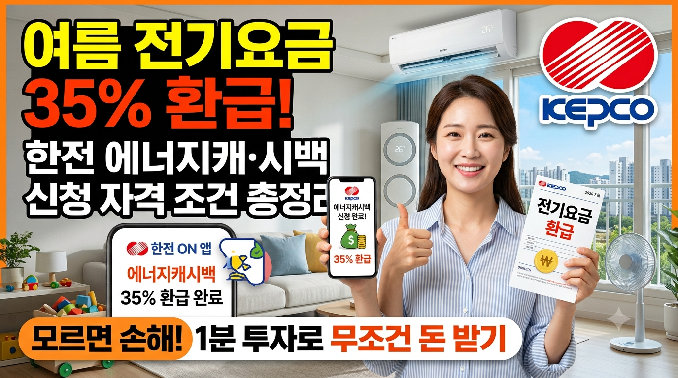 2026년 한전 주택용 에너지캐시백 절감률별 환급 단가 안내표