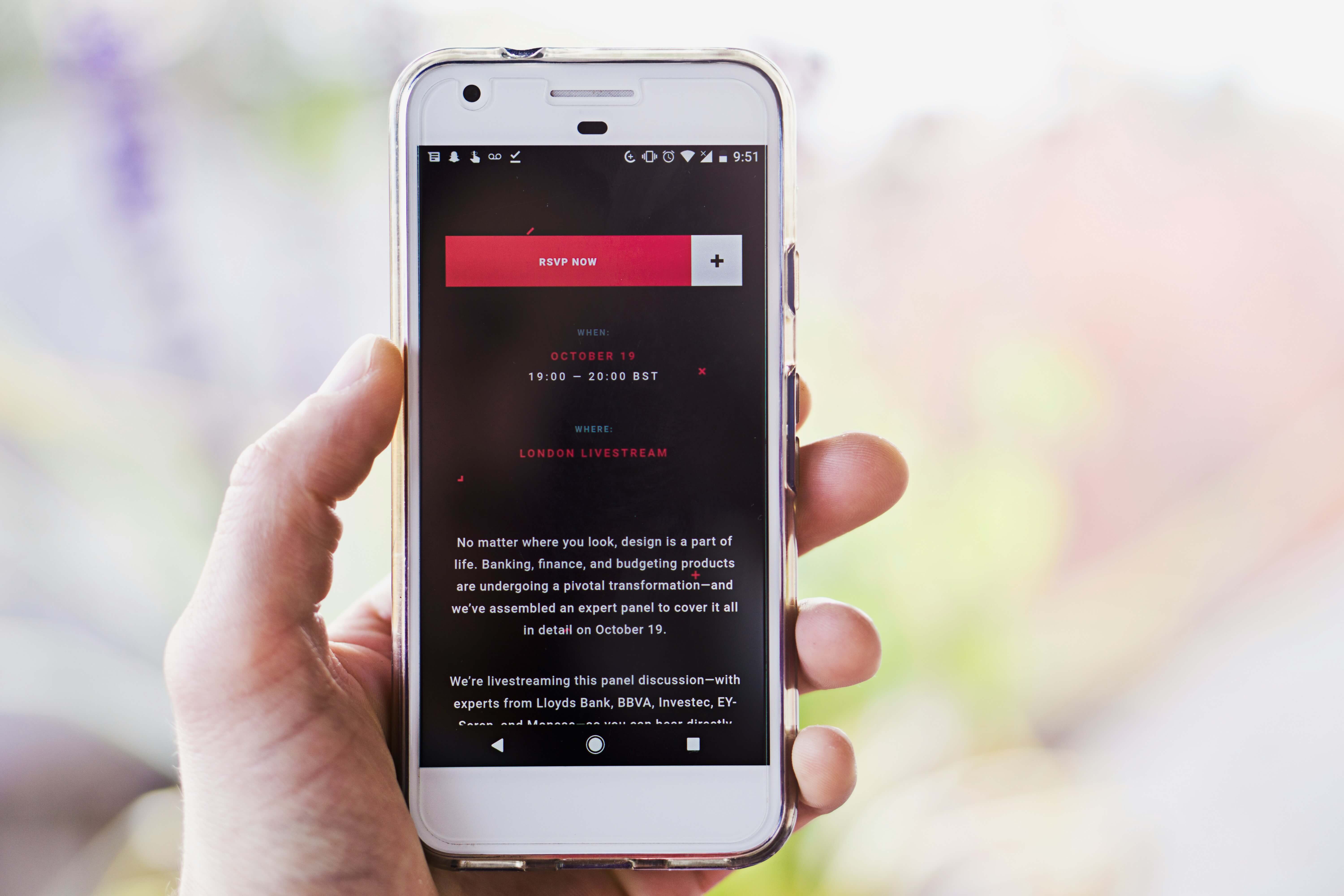 screenshot of the online application page