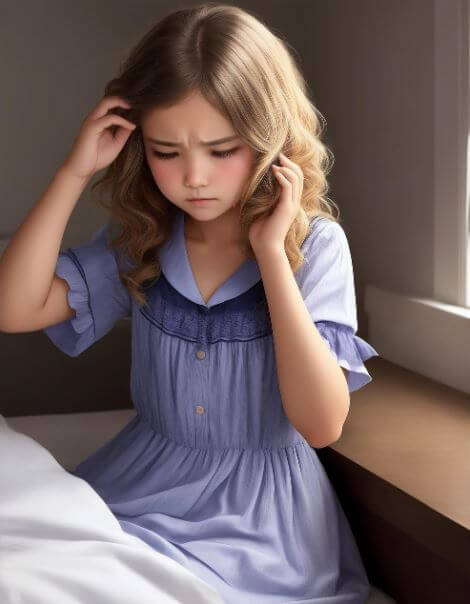 자고 일어나서 아파하는 여성