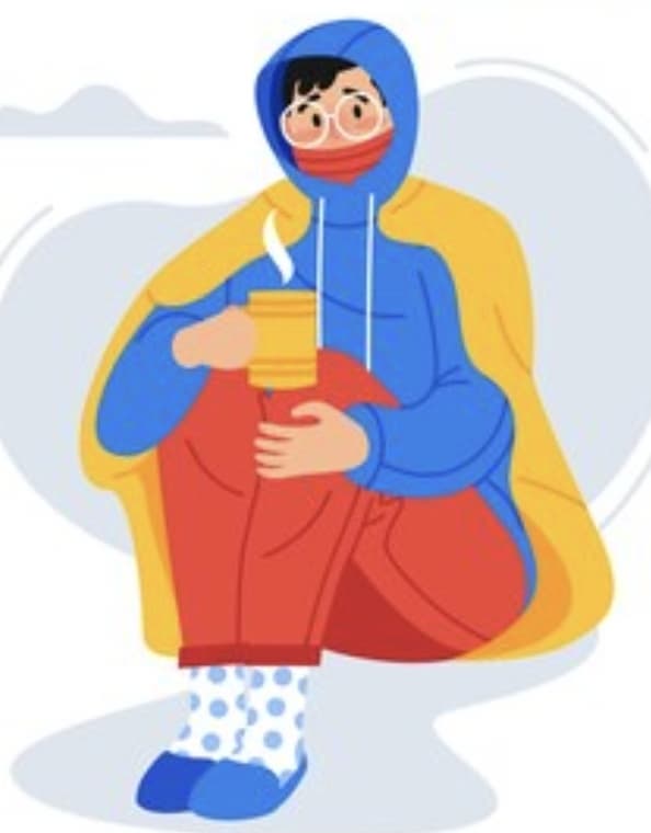 수족냉증때문에 몸을 따뜻하게 유지하려고 하는 모습