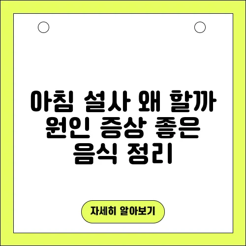 아침 설사 왜 할까 원인 증상 좋은 음식 정리
