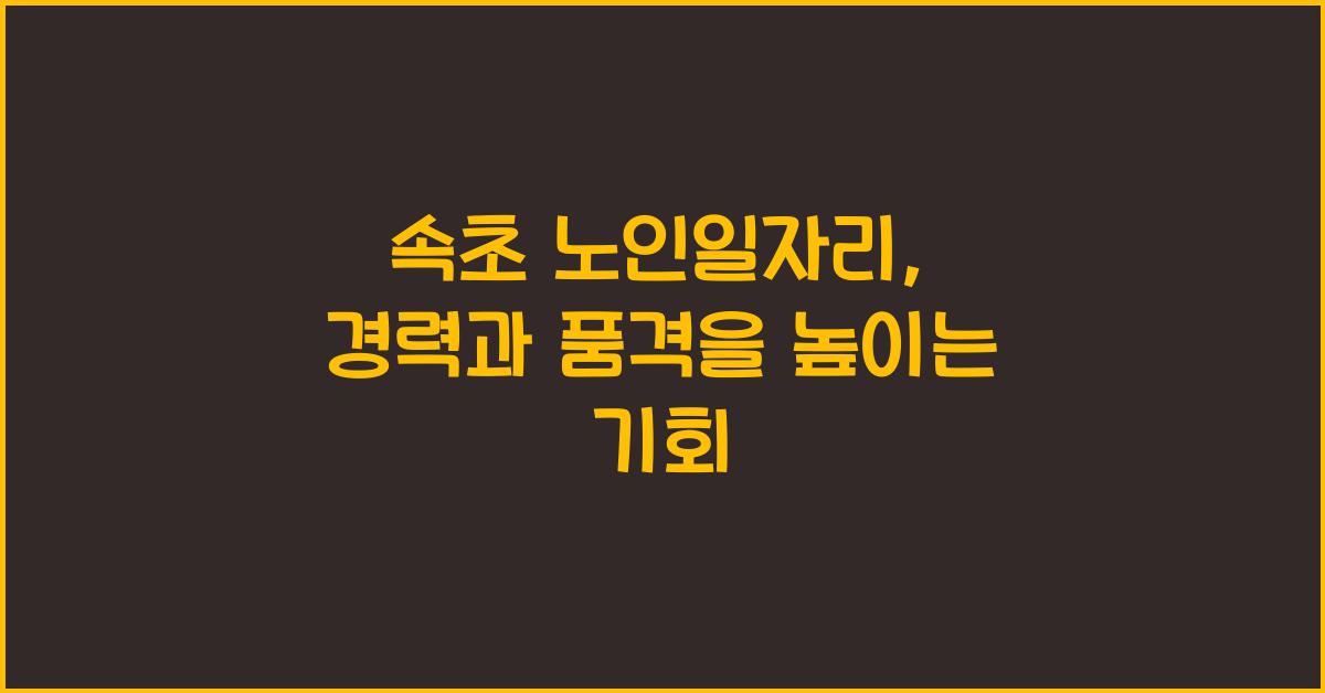 속초 노인일자리