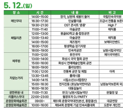 제 94회 남원 춘향제 일정표