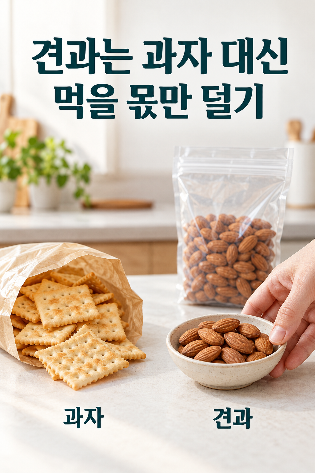 과자 대신 작은 접시에 덜어 놓은 무염 아몬드