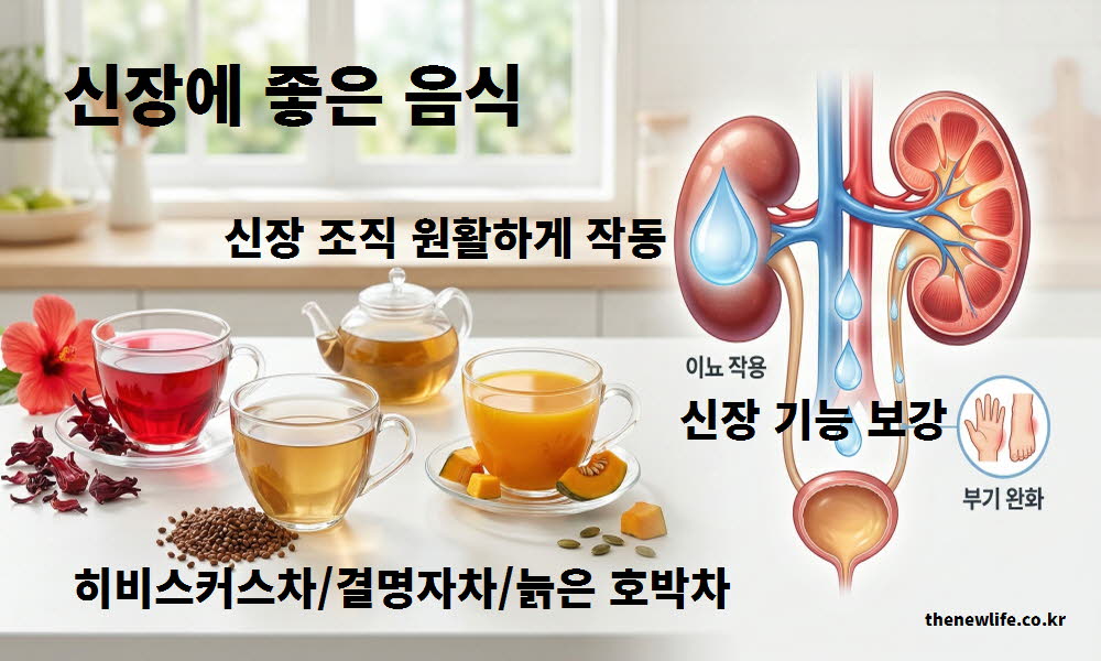 신장에 좋은 음식 차를 설명하는 이미지