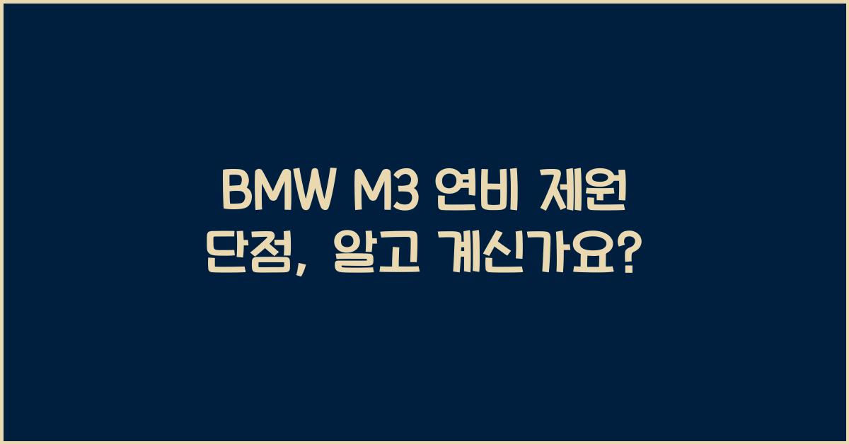 BMW M3 연비 제원 단점