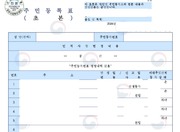주민등록초본