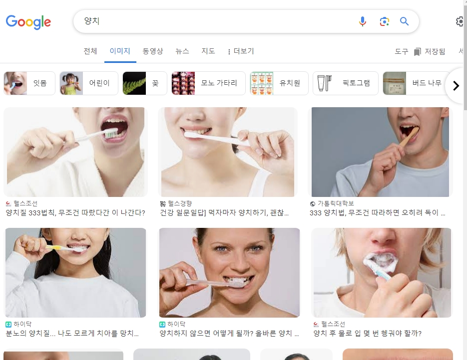 치아 모형을 이용해 칫솔로 올바른 양치 방법을 시연하는 모습