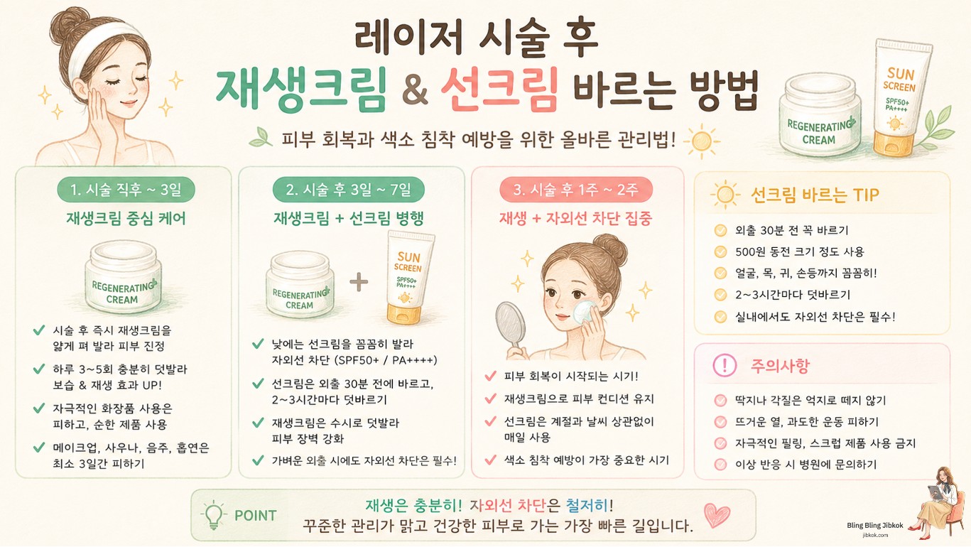 레이저 시술 후 재생크림 자외선차단제 바르는 법 (post laser skincare routine)