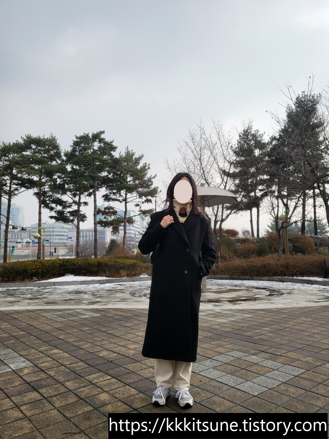 파사드패턴 캐시미어 미니멀 코트 블랙 최근 착용샷