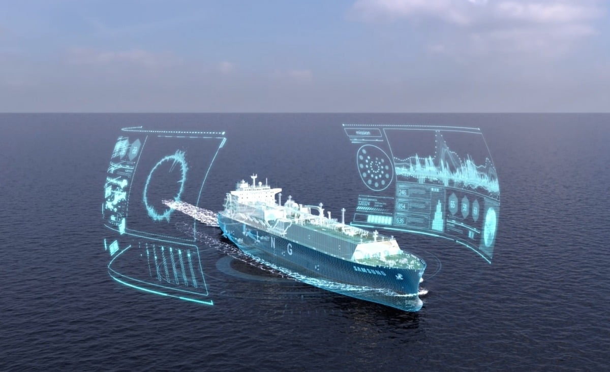 디지털 트윈 기반 자율 운항 기술을 형상화한 이미지.