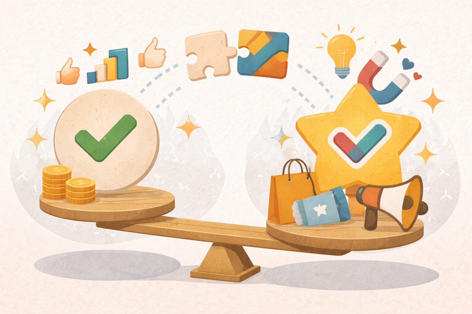 나음보다 다름을 상징하는 비교와 차별화 일러스트