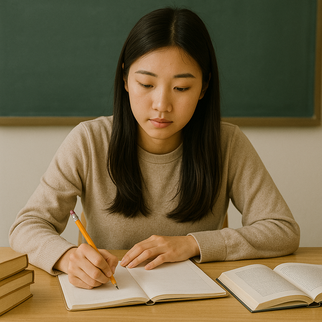 혼자서 열심히 공부하는 모습