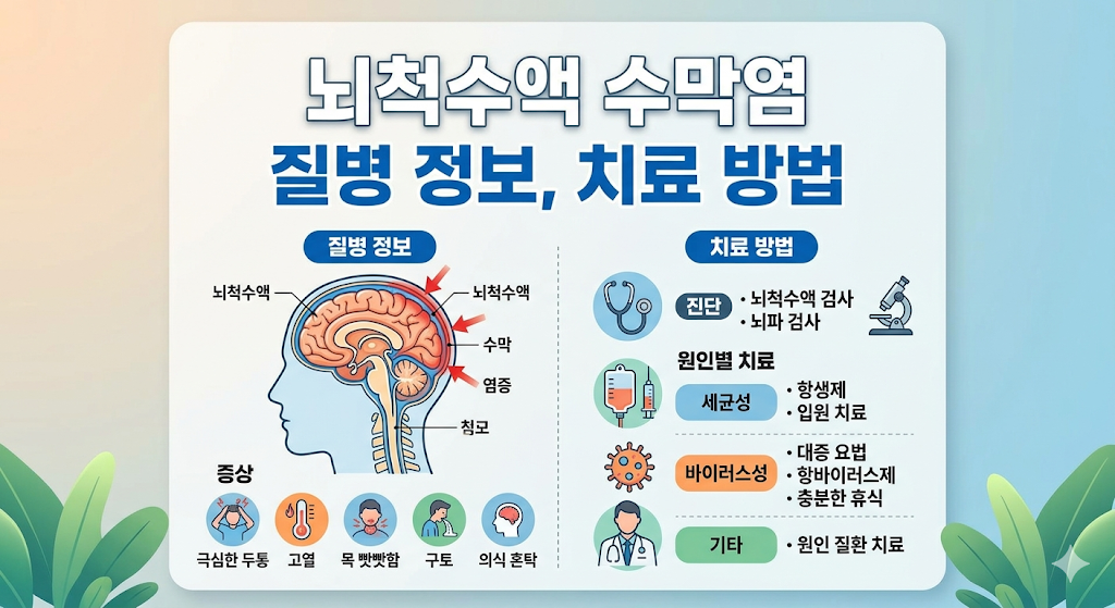 뇌척수액 수막염 증상, 원인별 치료법