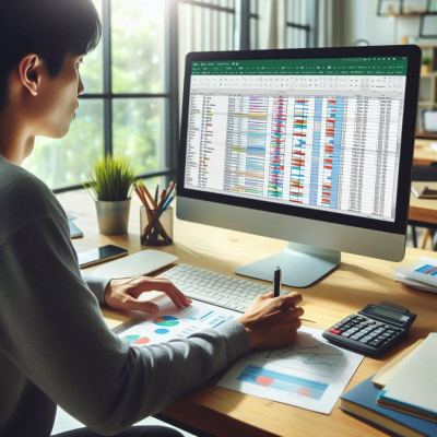 "엑셀 화면에 다양한 그래프와 차트가 나열된 모습."