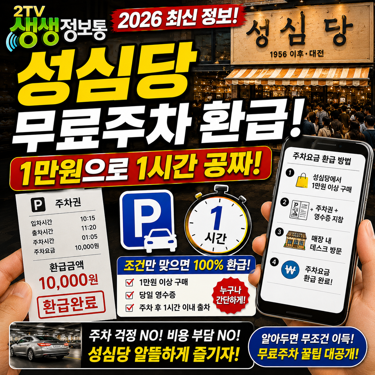 생생정보통 성심당 무료주차 환급! 1만원으로 1시간 공짜
