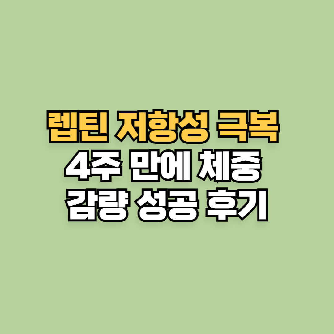 렙틴 저항성 극복! 4주 만에 체중 감량 성공 후기