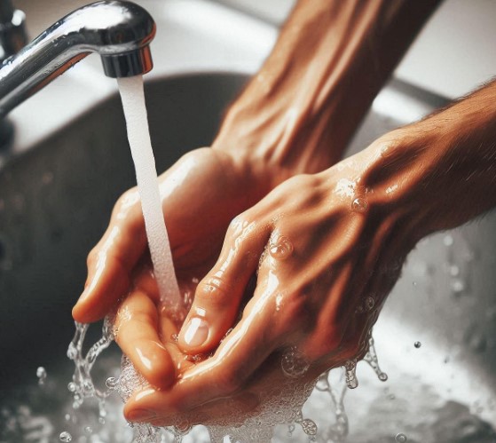 수돗물로 손씻기