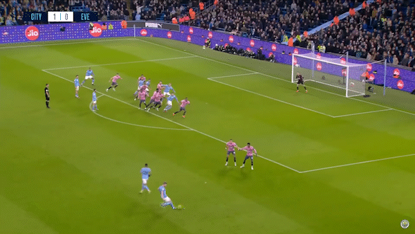 맨체스터시티 에버튼 18라운드 경기 프리킥 공격기회