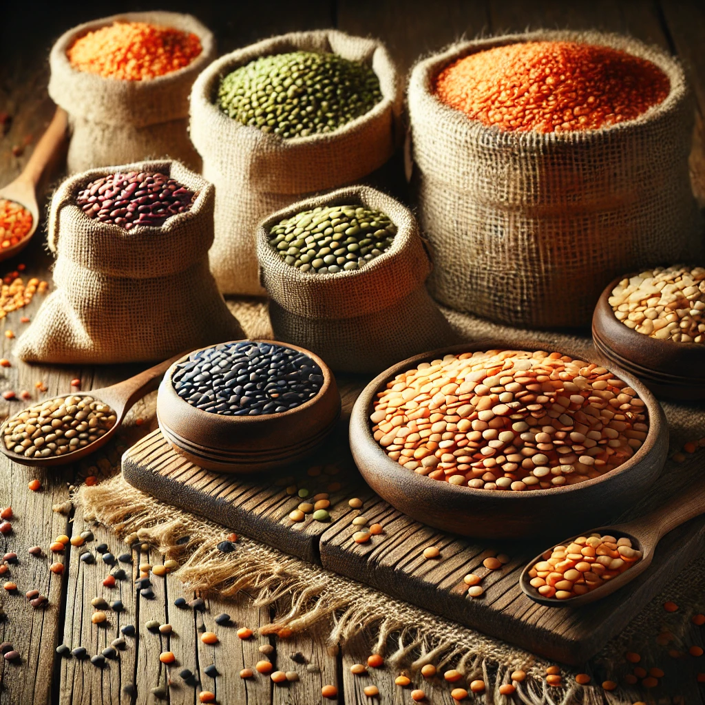 다양한 종류의 렌틸콩 이미지
