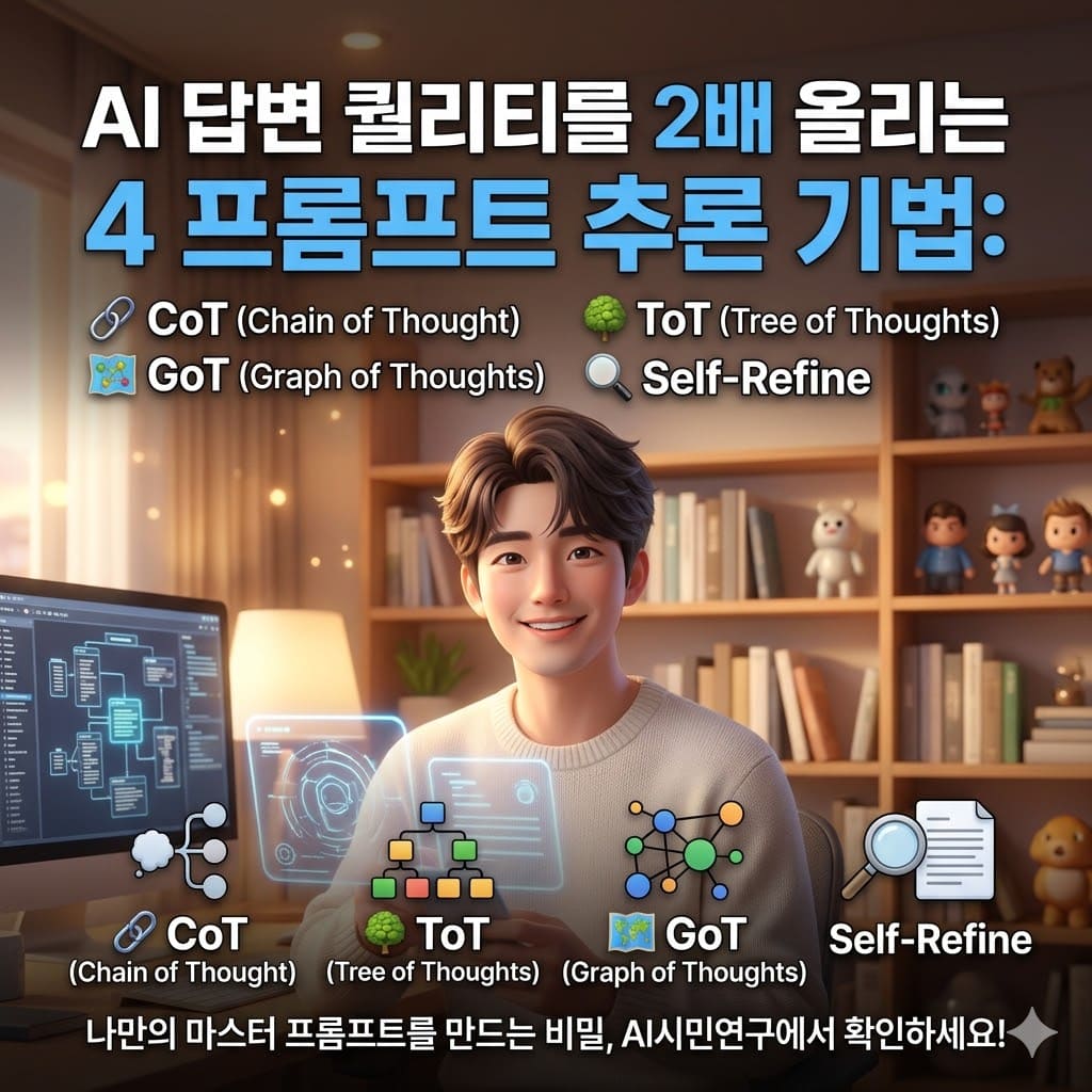 AI 답변 퀄리티를 2배 올리는 4가지 프롬프트 추론 기법: CoT, ToT, GoT, Self-Refine