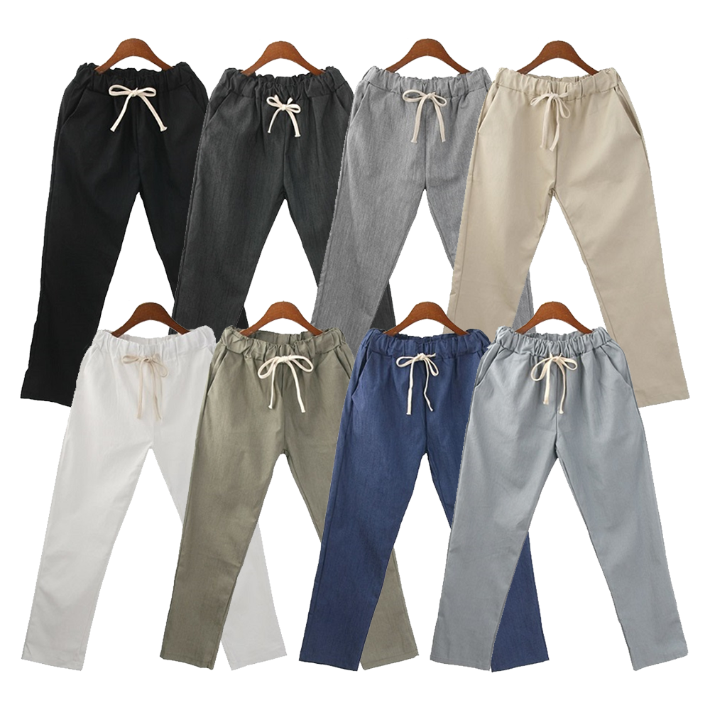 리빙스튜디오 남자 허리밴딩 9부 마바지 린넨 마바지 화이트